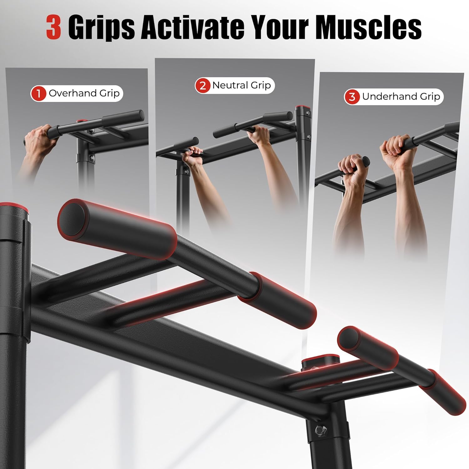 Sportsroyals Power Tower Pull Up Bar Station, 450LBS Stable Pull Up Dip Station for Home Gym Strength Training Equipment - Image 3