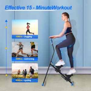 Stepper Machine Adjustable Handles, Compact Stepper Exercise Machine with LCD Display for Home Cardio Workout