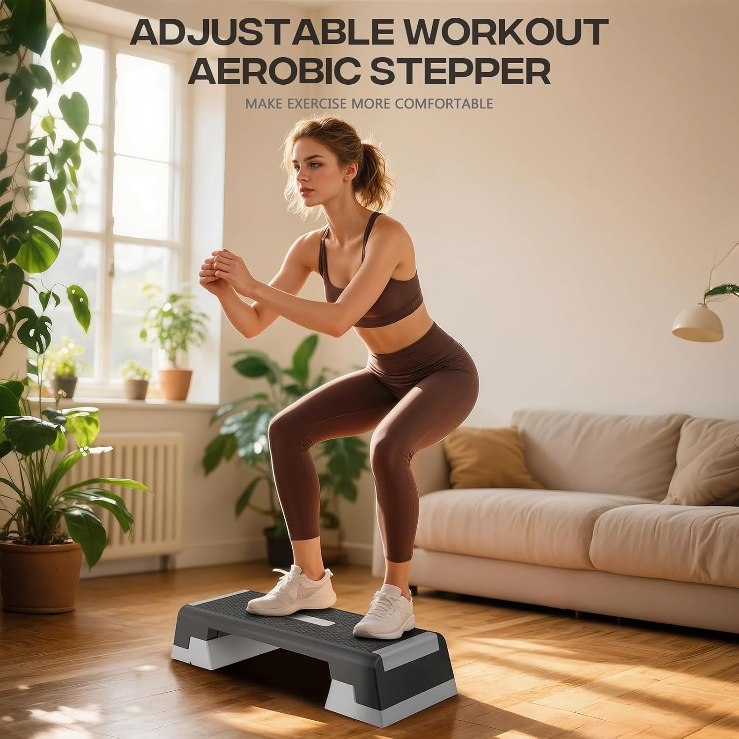 36" Aerobic Exercise Step Platform, Step Up Exercise Platform with 6" 8" 10" Adjustable Risers, Stair Stepper Workout Stepper for Home Gym Strength Training Fitness Equipment, Pink - Image 3