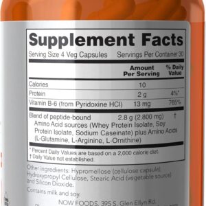 NOW Sports Nutrition, Amino Complete™, Protein Blend With 20 Aminos and B-6, 120 Veg Capsules