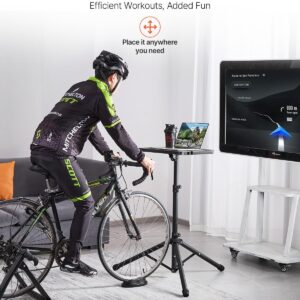 VEVOR Cycling Desk, Adjustable Bike Trainer & Treadmill Desk with Triangle Support, Non-Slip Multi-Slot Bike Trainer Fitness Desk with Handle Bar, Fit for Home Office Exercise