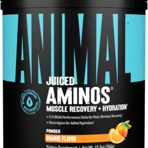 Animal Juiced Amino Acids – BCAA Powder EAA Matrix Plus Hydration with Electrolytes and Sea Salt Anytime Recovery and Improved Performance, Orange Flavor, 30 Servings