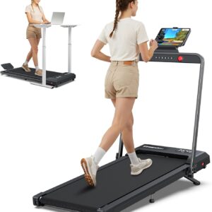 COZYINN 10% Incline Walking Pad, 2 in 1 Foldable Walking Pad Treadmills for Home and Office, 3.0 HP Portable Under Desk Treadmill with Handle Bar, 320 lbs Capacity, APP & Remote Control
