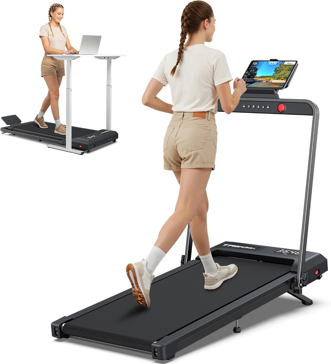 COZYINN 10% Incline Walking Pad, 2 in 1 Foldable Walking Pad Treadmills for Home and Office, 3.0 HP Portable Under Desk Treadmill with Handle Bar, 320 lbs Capacity, APP & Remote Control