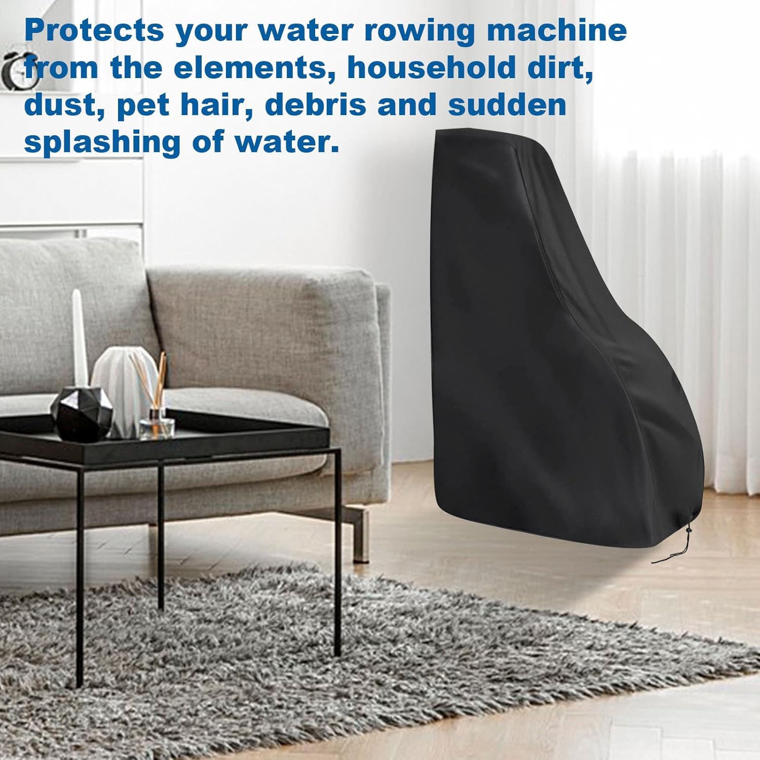 Rowing Machine Cover for Sunny Magnetic Rowing Machine, Foldable Rower Machine Cover Waterproof Water Rowing Machine Covers for Home - 44"L×19.6"W×52"H, Black - Image 5