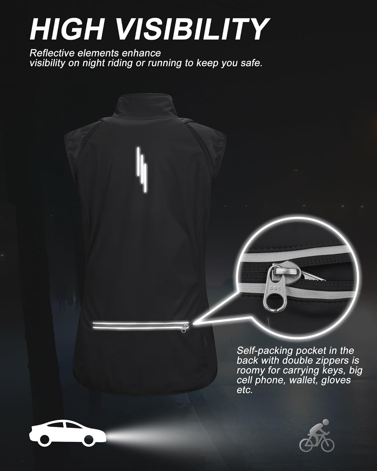 33,000ft Women's Zip Up Lightweight Athletic Workout Yoga Cycling Track Running Jacket Waterproof Windproof Reflective - Image 4