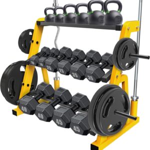 Kipika Heavy Duty 3 Tier Dumbbell Rack Multifunctional, Weight Rack for Dumbbells, Home Gym Equipment, Suitable for Storage of Dumbbell, Kettle Bell, Barbell Plate, Barbell Bar