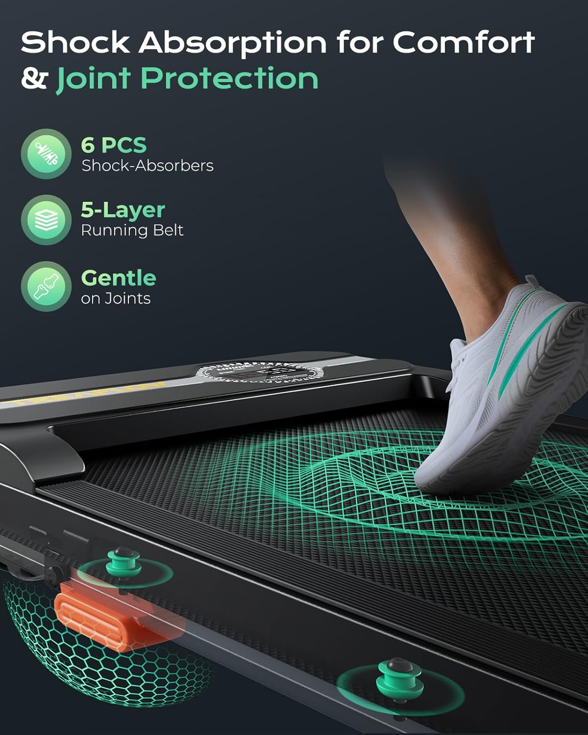 Walking Pad Portable Under Desk Treadmill with Incline 2.5HP for Home Office 265 lbs Capacity Remote Control LED - Image 5