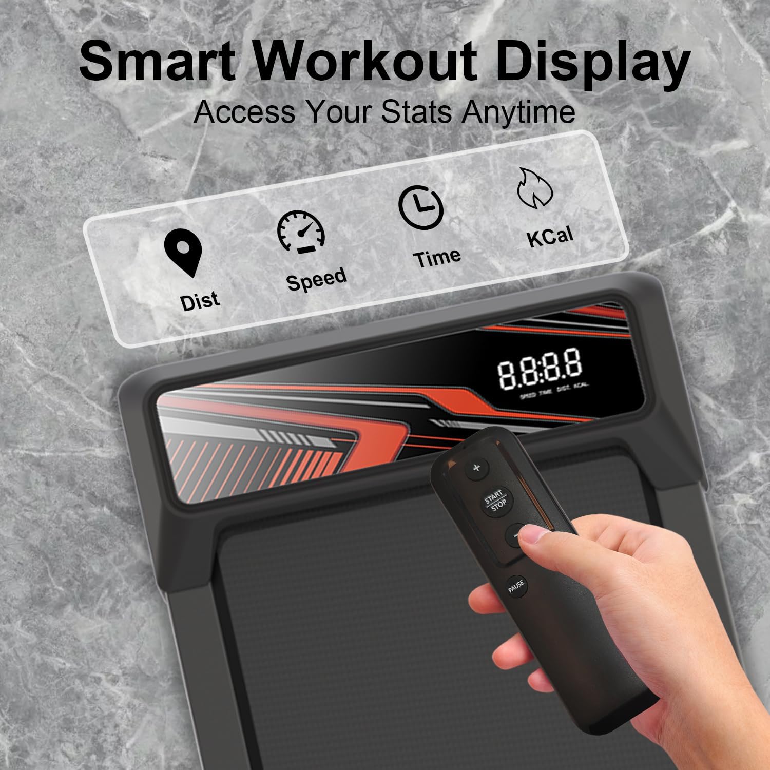 Under Desk Treadmill, Walking Treadmill Pad, 2.5 HP 265 Lbs Low Noise Walking Pad Incline LED Display with Remote Control Walking Jogging Running Machine, Treadmills for Home and Office - Image 7