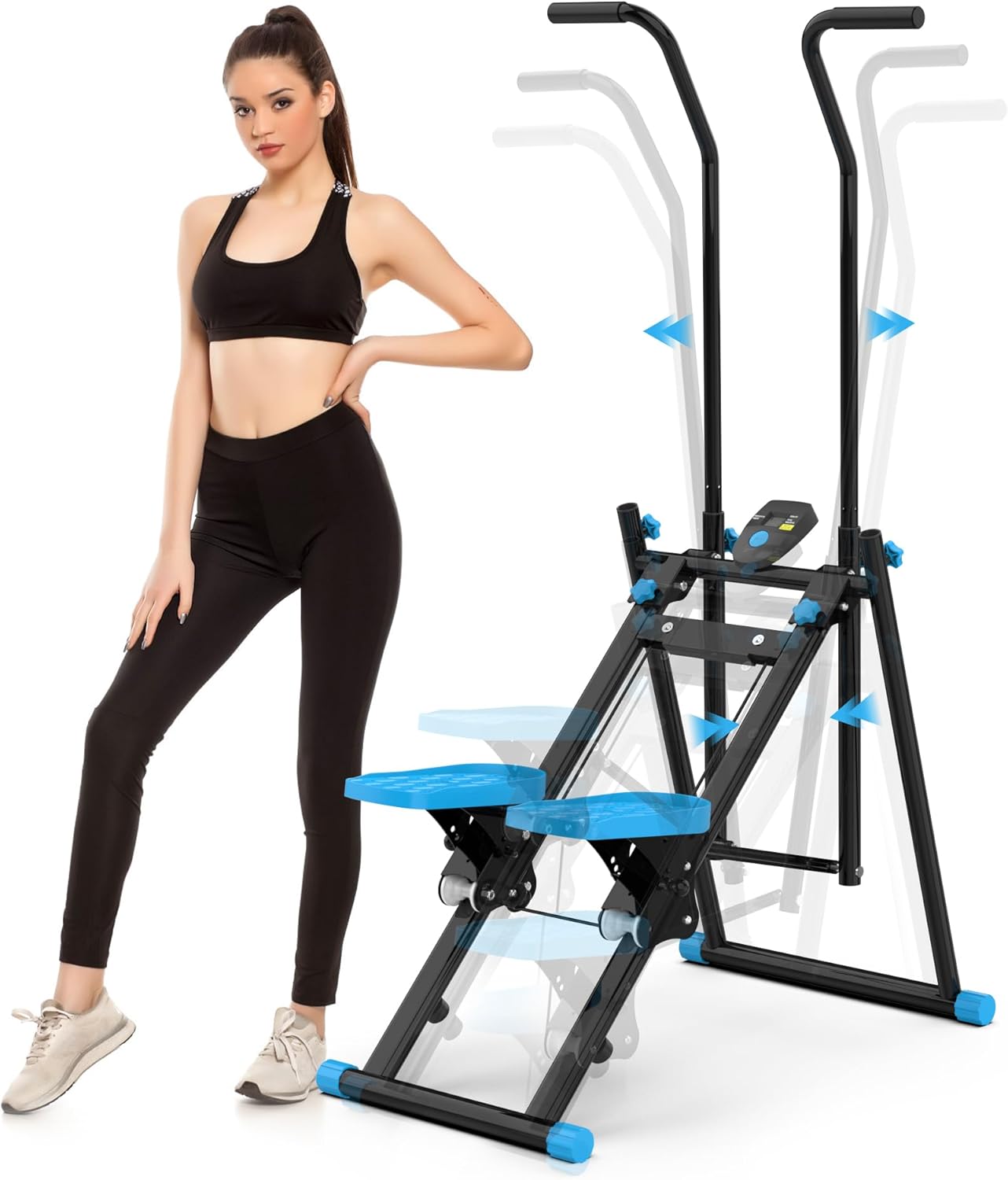 Stair Stepper for Home Gym, Foldable Version Vertical Climber Machine for Full-Body Workout, Full-Body Cardio Workout Equipment with Adjustable Handlebar & Pedals 300LBS Capacity