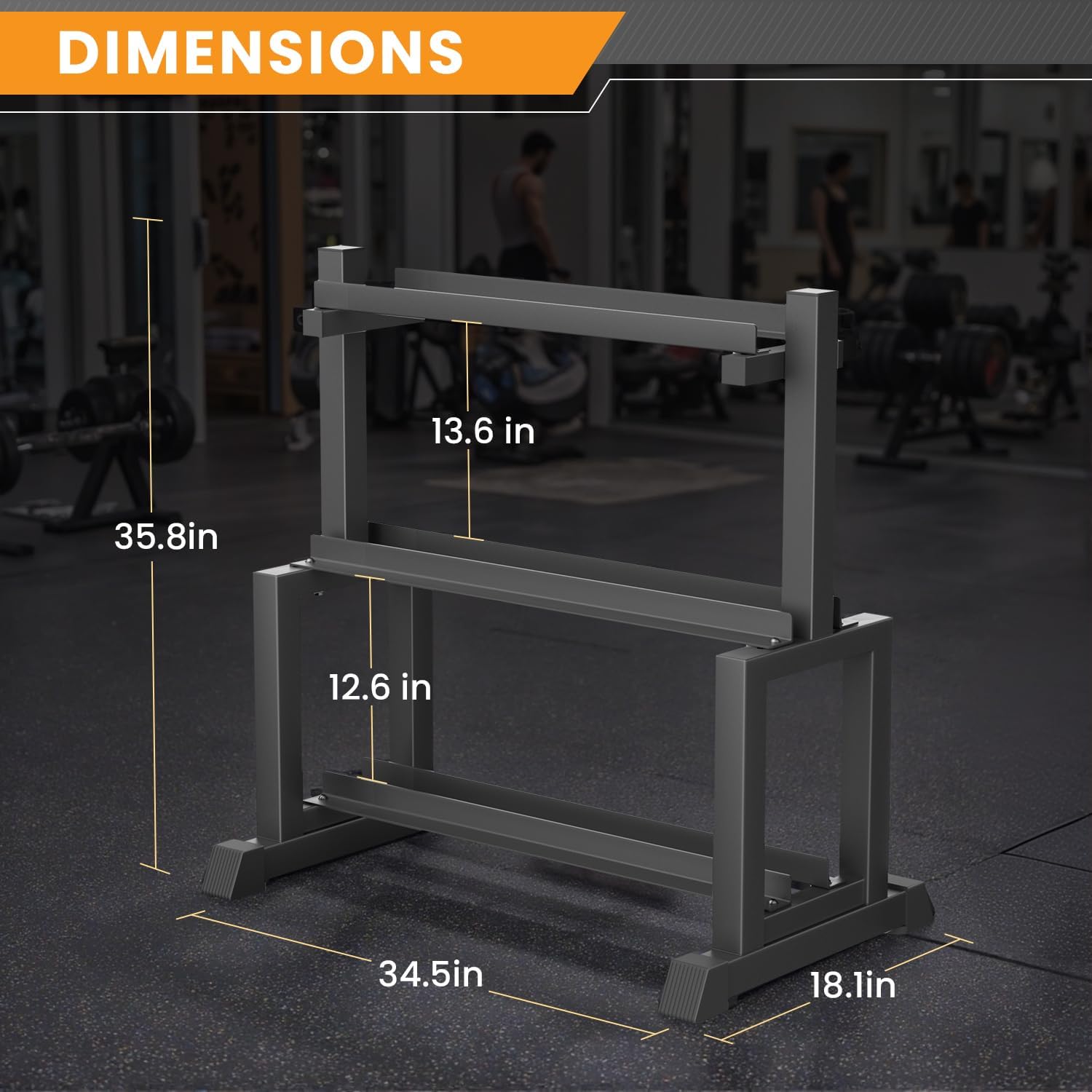 VOPEAK 1100LB Capacity Dumbbell Rack - 3-Tier Heavy Duty Weight Rack & Dumbbell Stand for Home Gym, Adjustable Storage Organizer for Dumbbells, Kettlebells, Space-Saving Weight Stand-(Rack Only) - Image 2