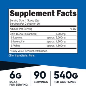 Nutricost BCAA Powder 2:1:1 (90 Servings, No Flavor Added) – Branched Chain Amino Acids