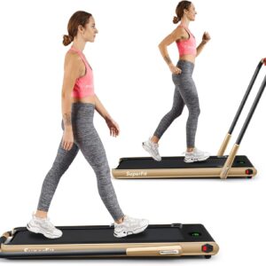 Goplus 2 in 1 Folding Treadmill, 2.25HP Under Desk Electric Superfit Treadmill, Installation-Free with APP Control, Remote Control, Bluetooth Speaker, LED Display, Walking for Home