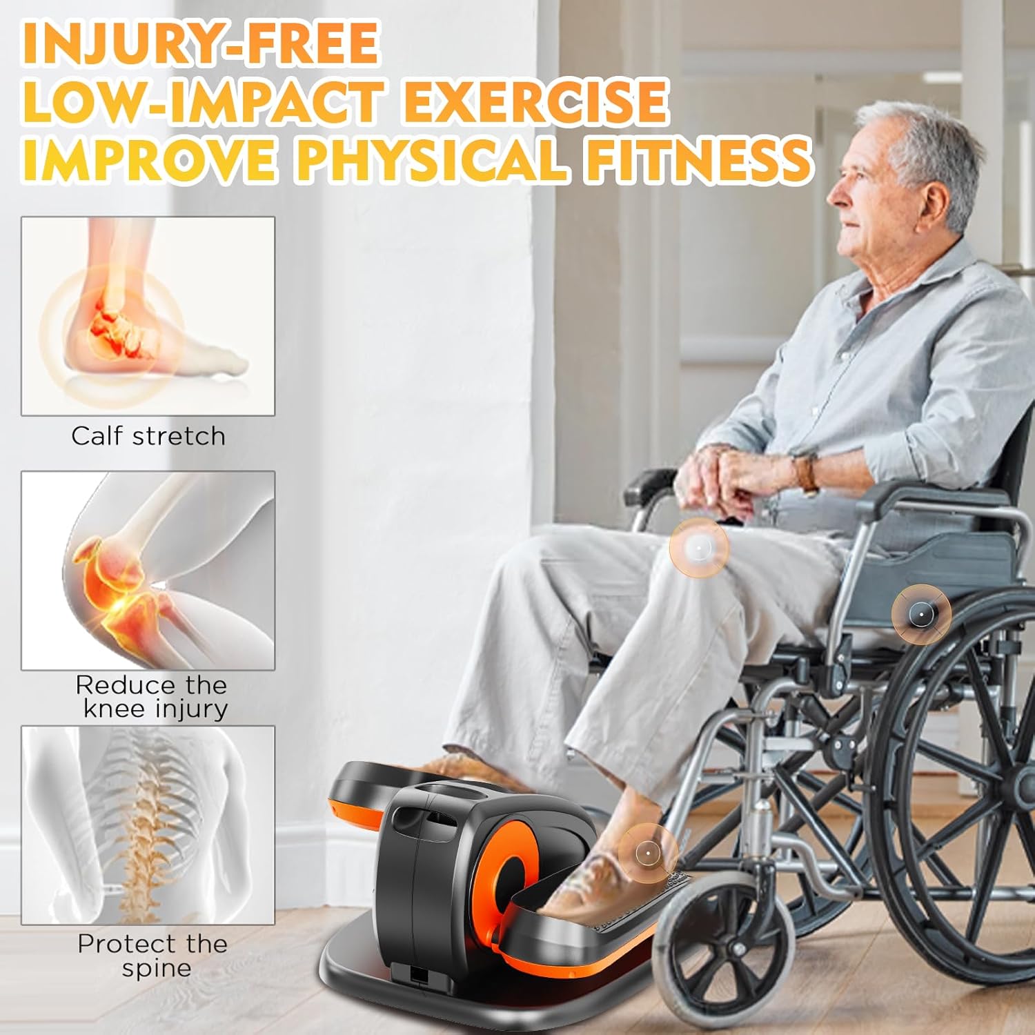 Under Desk Elliptical Machine, Electric Ellipse Leg Exerciser As Seen On TV with 12 Speed for Seniors,Portable Foot Leg Exerciser, Mini Seated Pedal Exerciser for Home Office - Image 4