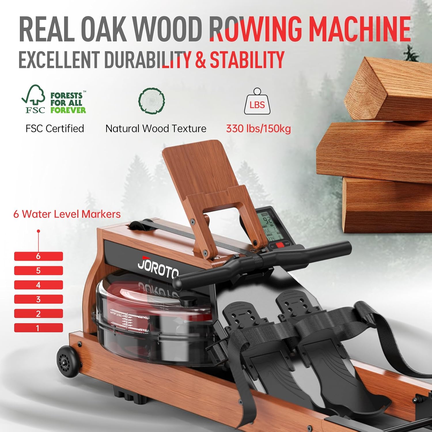 JOROTO Rowing Machines for Home Use, Foldable Rower Machine with Bluetooth Monitor, Tablet Holder Water Rowing Machine - Image 2