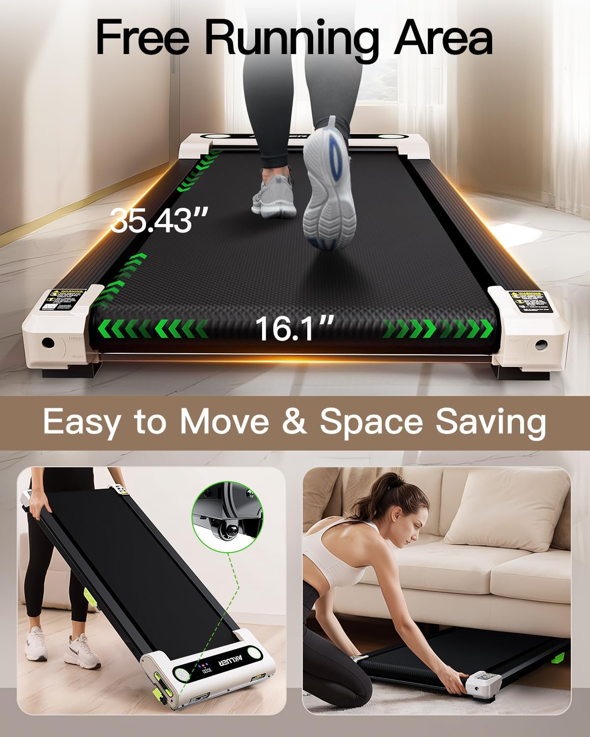 AKLUER Walking Pad with Incline, Under Desk Treadmill for Home, 2.5HP Portable Treadmills with Remote Control, 4 in 1 Incline Treadmill with LED Display - Image 6