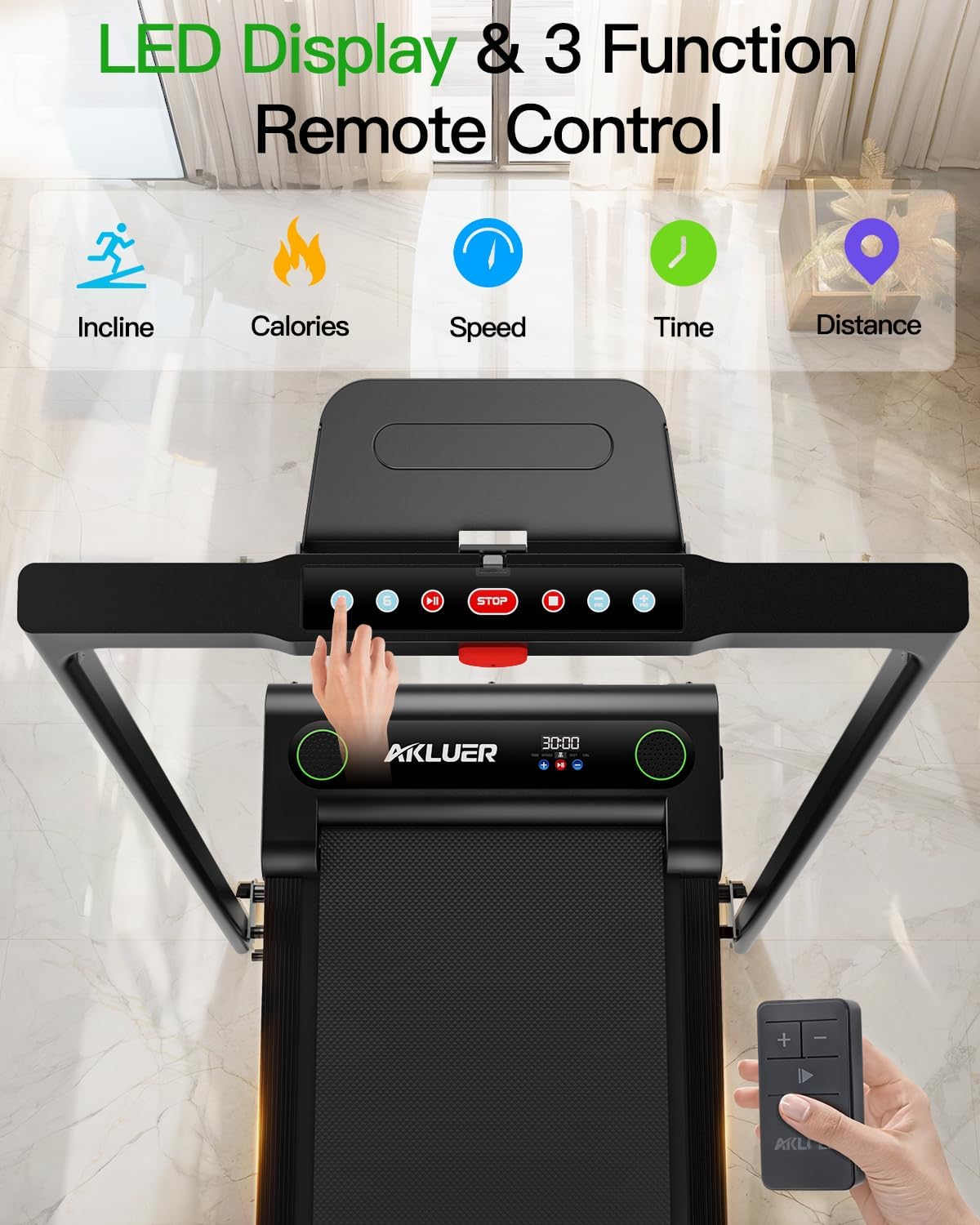 Akluer Walking Pad Treadmill, 330lbs Capacity, Compact Walking Pad, 2.5HP Desk Treadmills, 45dB Silent Operation, Foldable Treadmill with Remote Control, for Home Office - Image 3