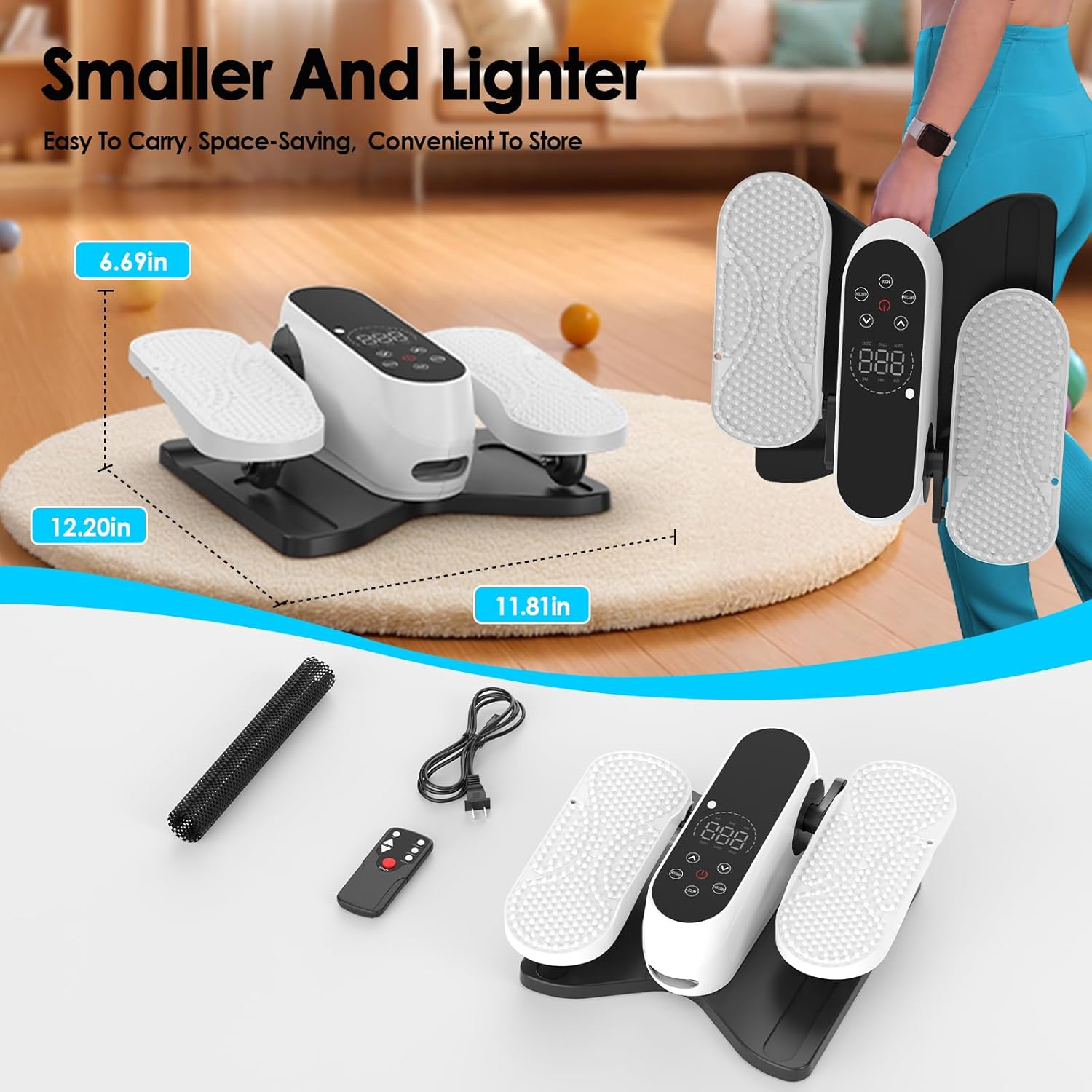 Under Desk Elliptical Machine, Electric Ellipse Leg Exerciser as Seen on TV,12 Speeds Leg Exerciser While Sitting for Seniors, Quiet Pedal Exerciser with Remote Control for Home Office - Image 6