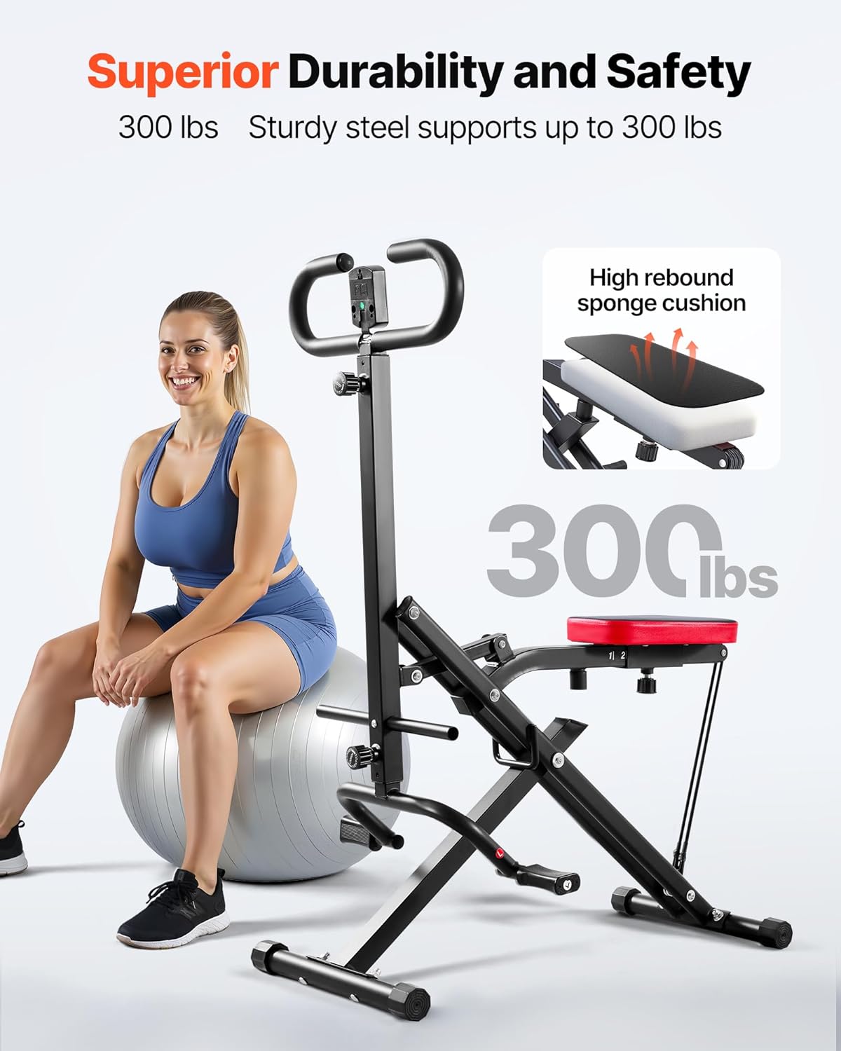 VEVOR Deep Squat Machine for Women Squat Rowing Machine for Home Easy Setup & Foldable Exercise Equipment, Glute Trainer Machine with 2-3 High-Strength Resistance Bands,for Gym Home Men - Image 3