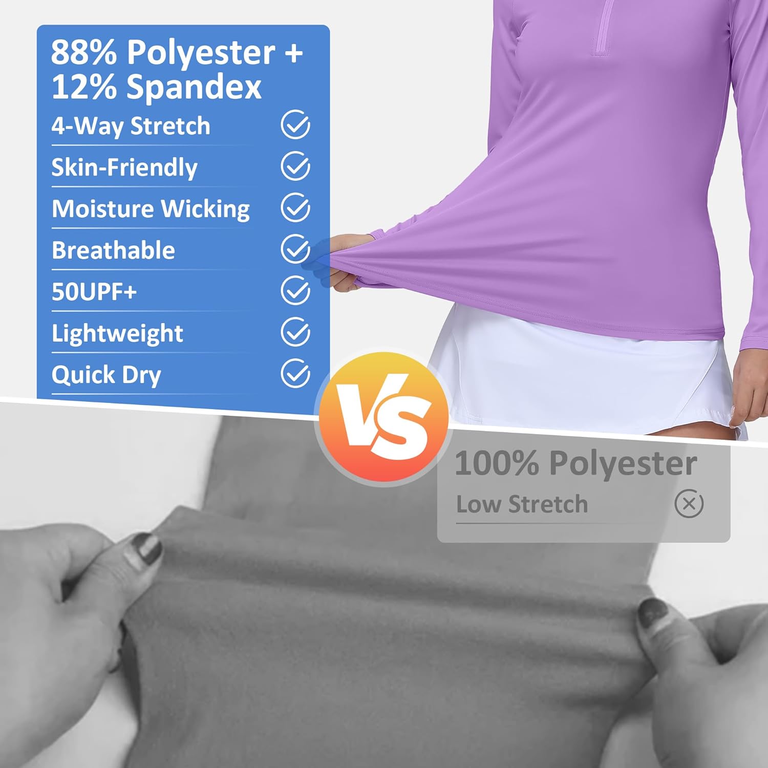 Women's Golf Polo Long Sleeve Workout Tops V Neck UPF 50+ Sun Protection Quick Dry Lightweight Active Tennis Shirts - Image 6