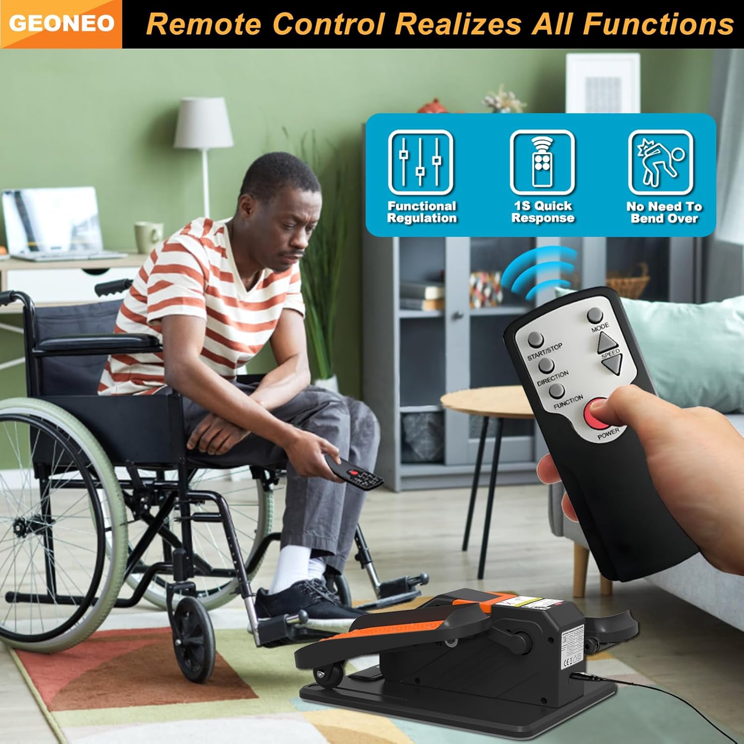 Under Desk Elliptical Machine, Electric Elliptical Exerciser for Senior, Quiet & Portable Seated Pedal Exerciser with Remote Control, Manual & Auto Mode, 12 Adjustable Speeds - Image 5