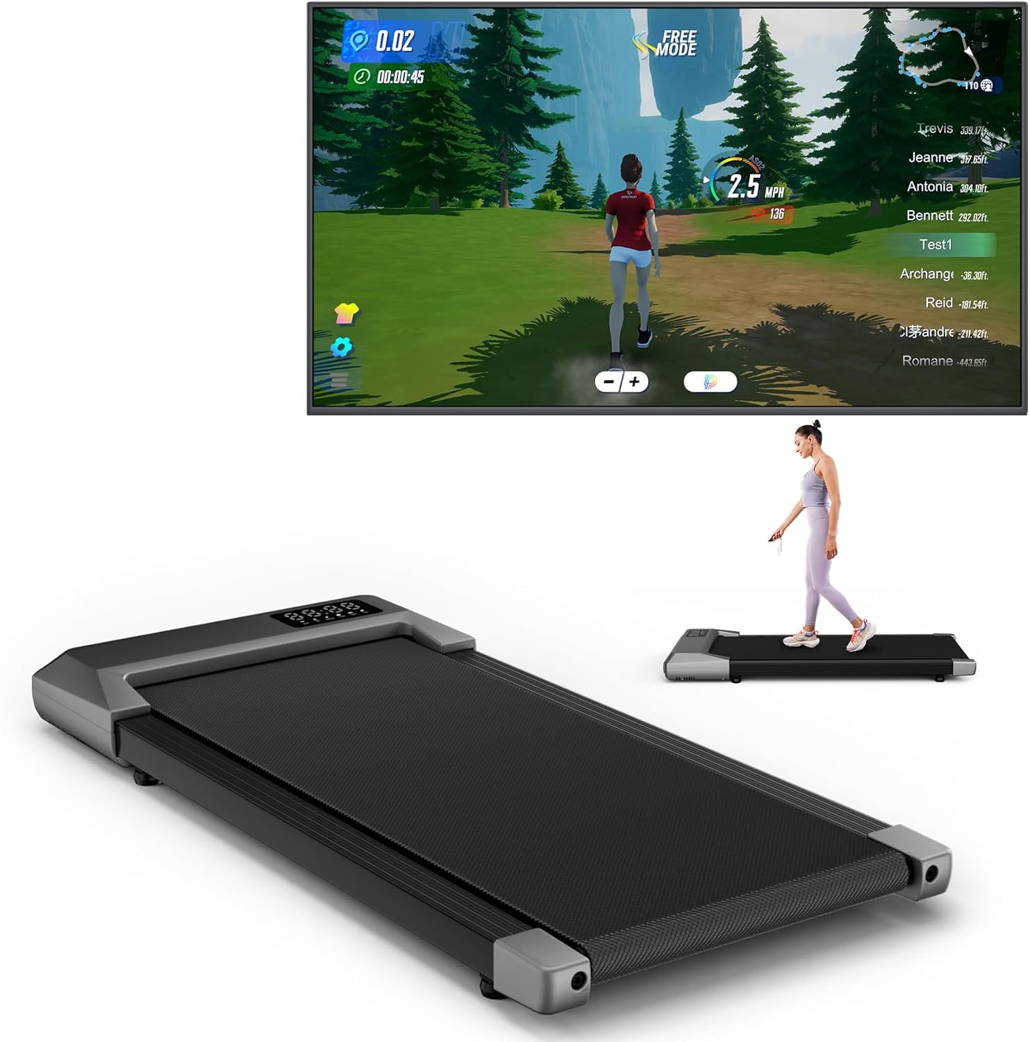 DeerRun 2025 Upgrade Walking Pad, Smart Under Desk Treadmill for Home Office, No-Assembly Treadmills with APP and Remote Control, LED Display, 2.5 HP Quiet Walking Jogging Machine, 300 lbs Capacity - Image 5