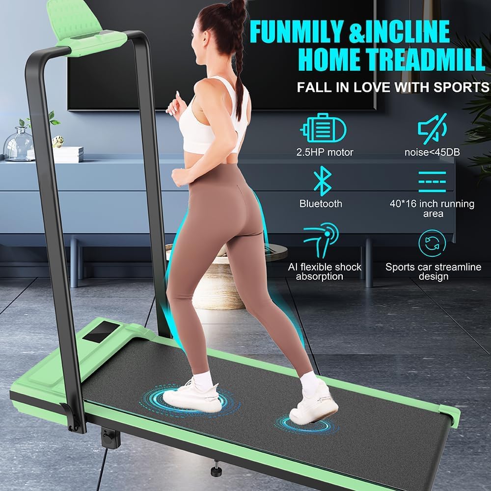 Foldable Treadmill with Incline-Walking Pad with Handle Bar-Portable Walking Pad Treadmill 300+ lb Capacity-Under Desk Treadmills, 4 in 1 Running Machine LED Display/Dual Control - Image 3