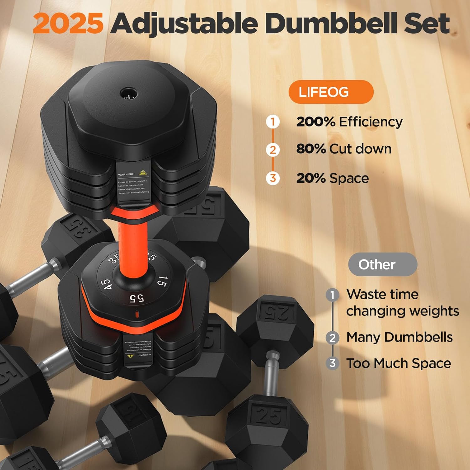 2025 Updated Adjustable Dumbbell Set of 2, 110lbs/50lbs Weights Dumbbell Set with Storage Box, 25lbs/55lbs Adjustable Weights with Anti-slip Silicone Grip, Weight Set For Home Gym Suit both Men and Women - Image 2