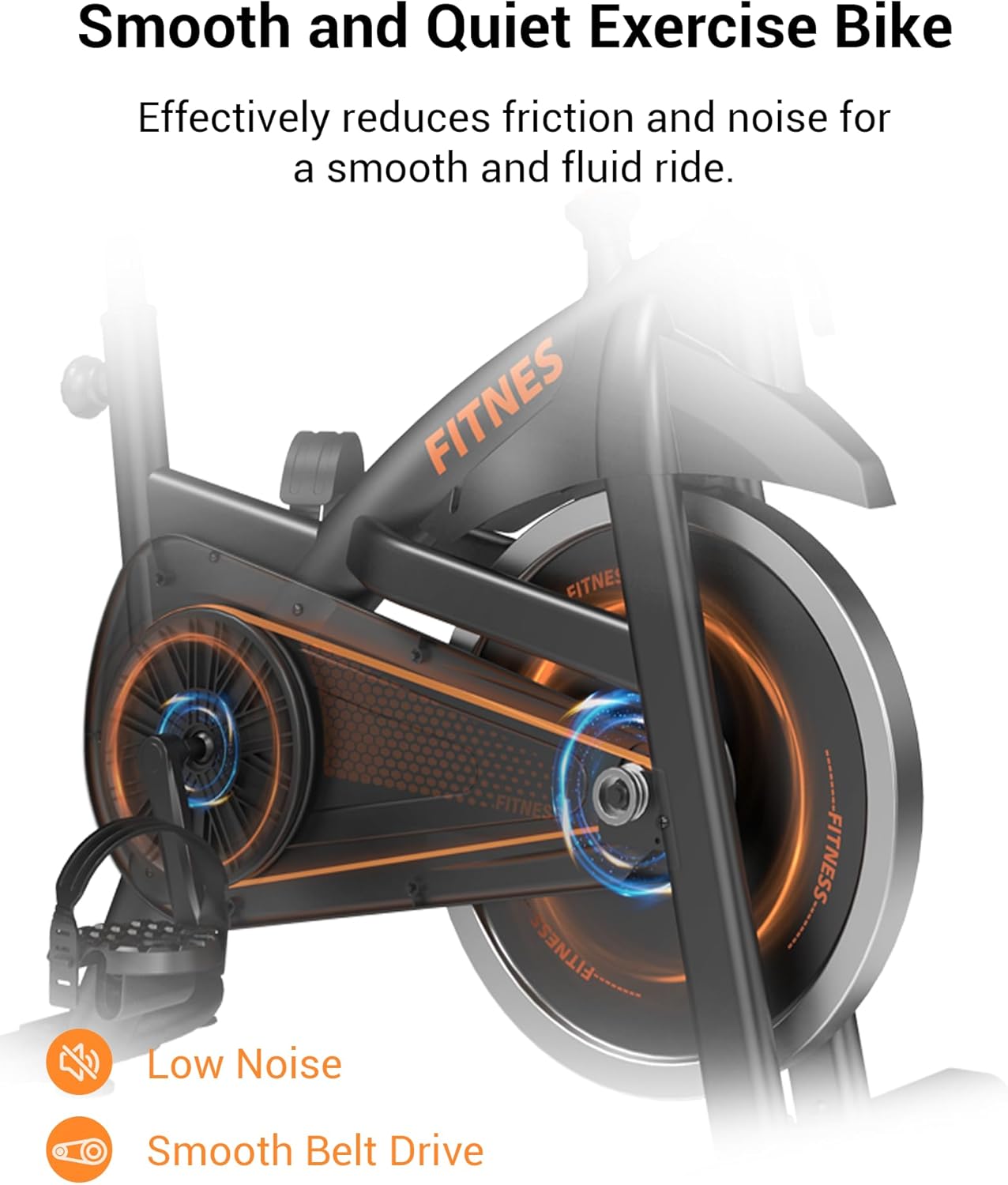 CURSOR FITNESS Exercise Bike, Stationary Bikes for Home, 300 LBS Capacity, Workout Bike with Silent Belt Drive, Indoor Cycling Bike with Extra Comfort Seat/Tablet & Bottle Holder - Image 3