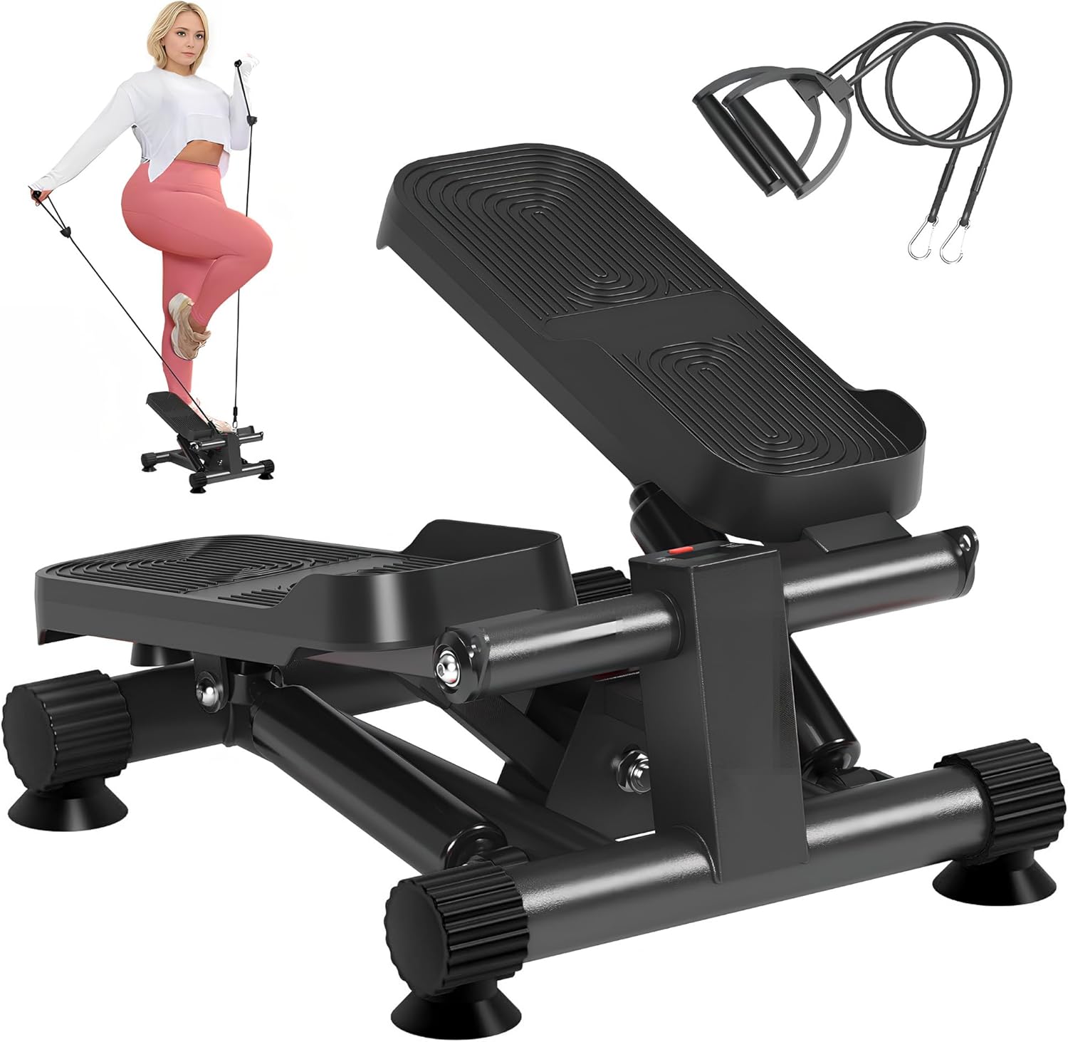 SogesHome Steppers for Exercise at Home,Stair Step Workout Machine with Optional Resistance Bands,Mini Stepper with 300LBS Loading Capacity,Hydraulic Fitness Stepper with LCD Monitor