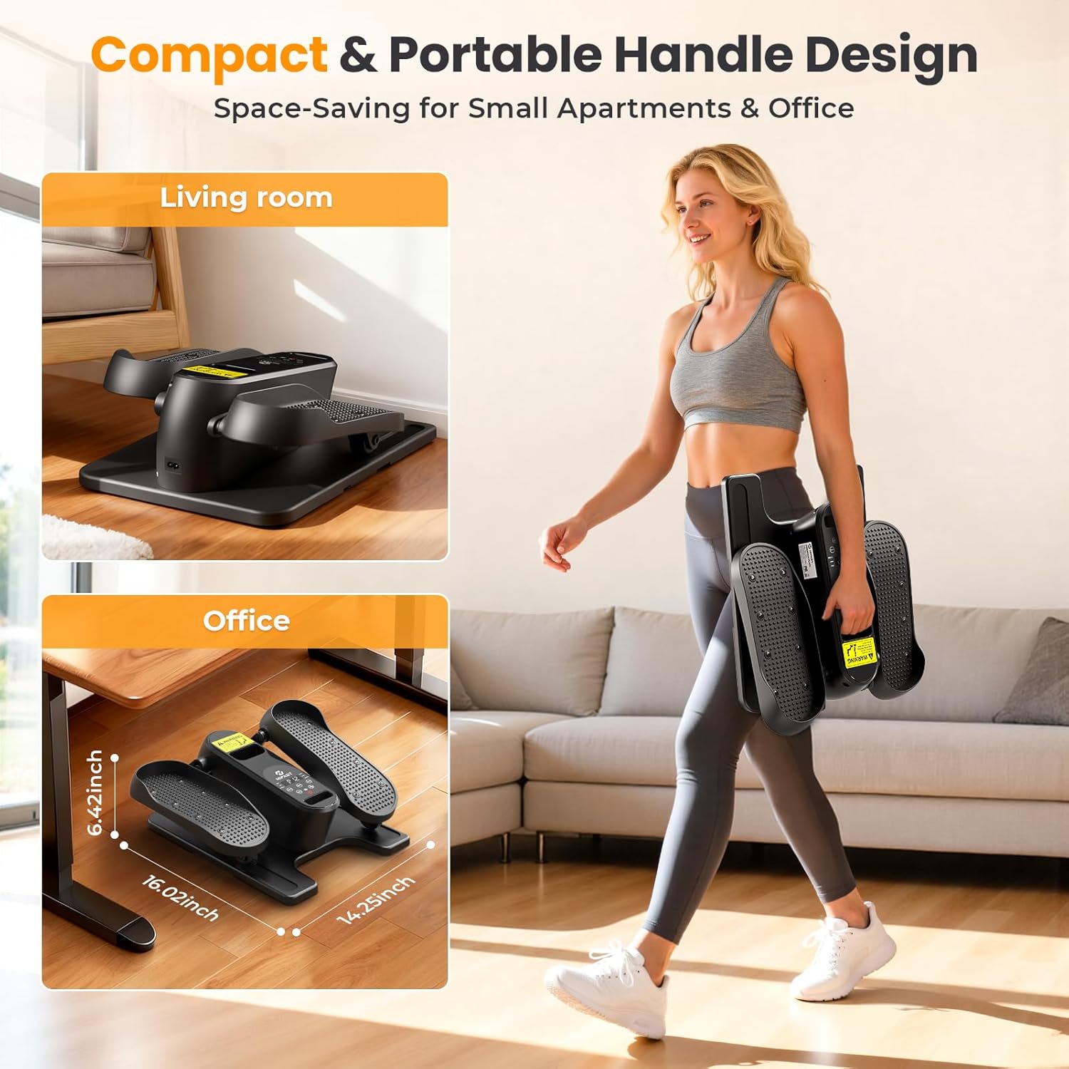 Under Desk Elliptical Machine, Ellipse Leg Exerciser as Seen on TV for Seniors with Remote Control & 12 Manual & Auto Mode, Low-Impact Quiet Portable Electric Seated Pedal Exerciser for Home Office - Image 6