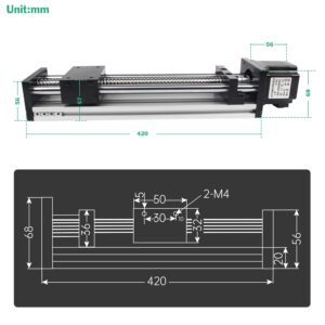 CNC Linear Stage Actuator, Double Optical Axis Linear Slide Rail 1204 Ball Screw CNC Linear Motion Rail Guide with Nema23 Stepper Motor for CNC Router Machine (300mm / 11.81″)