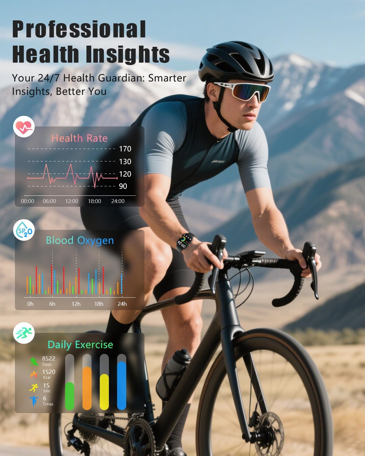 Smart Watches for Men Women Fitness - Fitness Tracker with Monitor iP68 Waterproof 100+ Sport Mode Activity Trackers Compatible iPhone Android Phones - Image 2