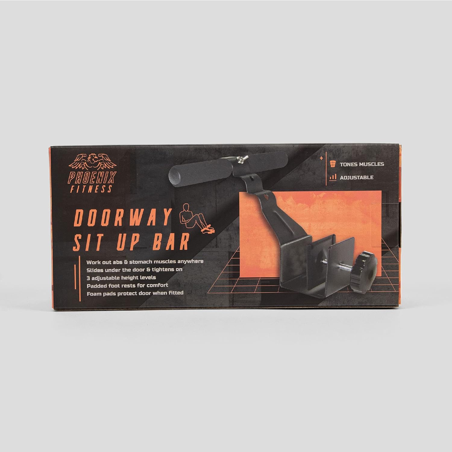 Phoenix Fitness RY848 Unisex Door Sit-Up Bar - Doorway Sports Crunch Bar for Abdominal Exercises Adjustable Levels and Padded Ankle Bar, Black, M - Image 7