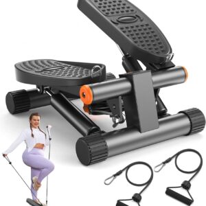 Niceday Mini Stair Steppers for Exercise at Home, Stepper with Resistance Bands, Stair Stepper with 300LBS Loading Capacity, Hydraulic Fitness Stepper with LCD Monitor Black