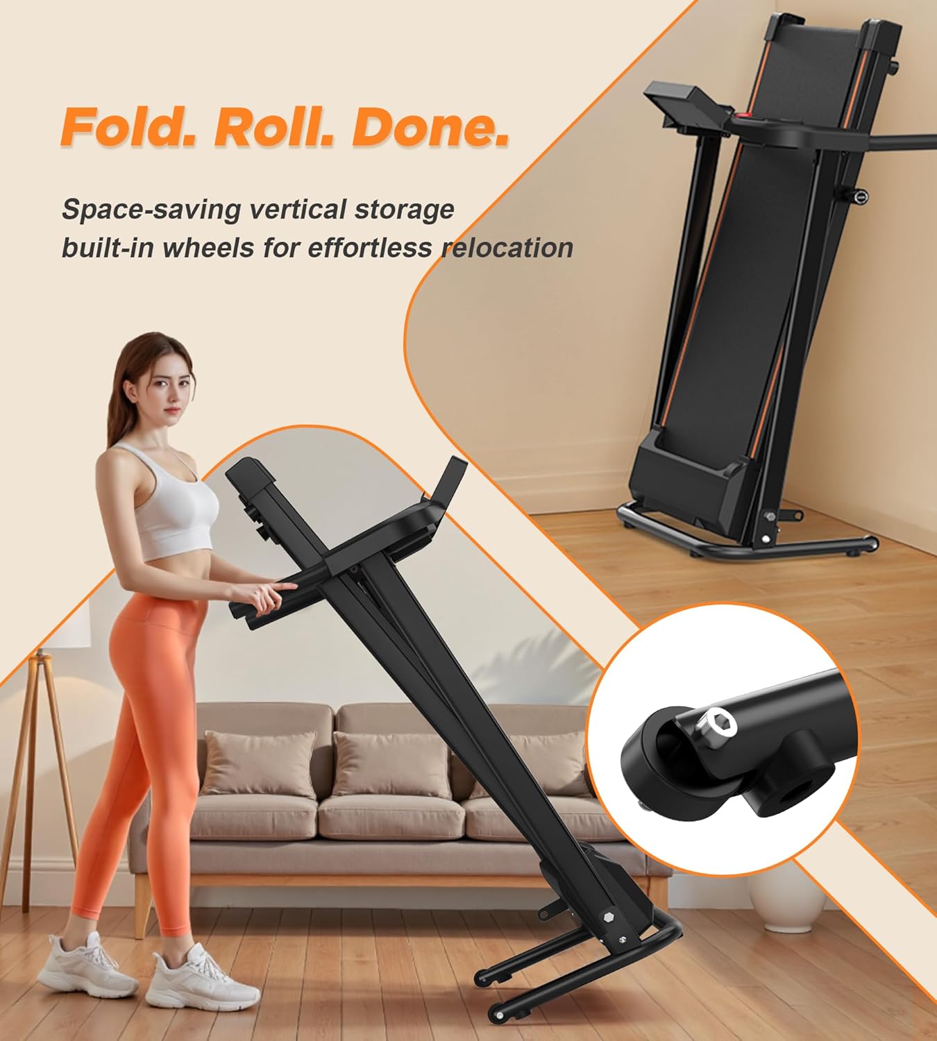 FYC Folding Treadmills for Home with 2.5HP, 300 LBS Capacity, Knee Protection Shock Absorption, Bluetooth with Fitshow App, Space-Saving Design. - Image 6
