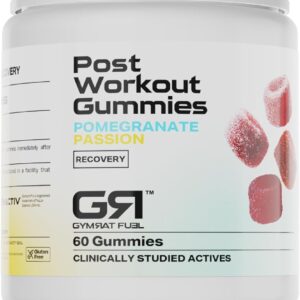 Post Workout Gummies – Pomegranate Passion Flavor, Supports Muscle Recovery & Endurance, with Senactive® & Beepactive® – USA Made and GMP Certified, (60 Ct)