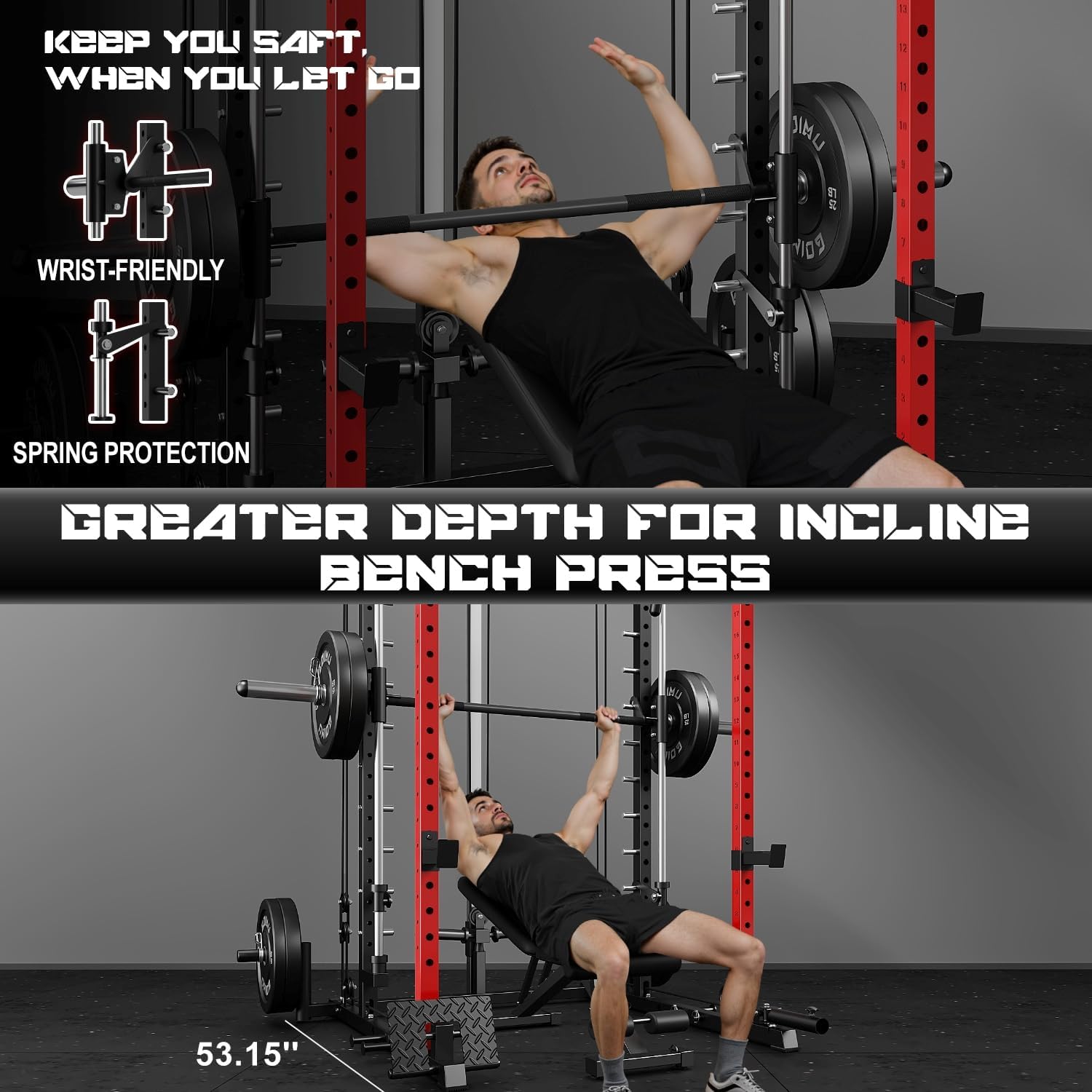 S1-V4 Smith Machine, 2000LBS Power Cage with Cable Crossover System, All-in-One Squat Rack with Smith Bar, Workout Cage Strength Training Equipment with Attachments - Image 3