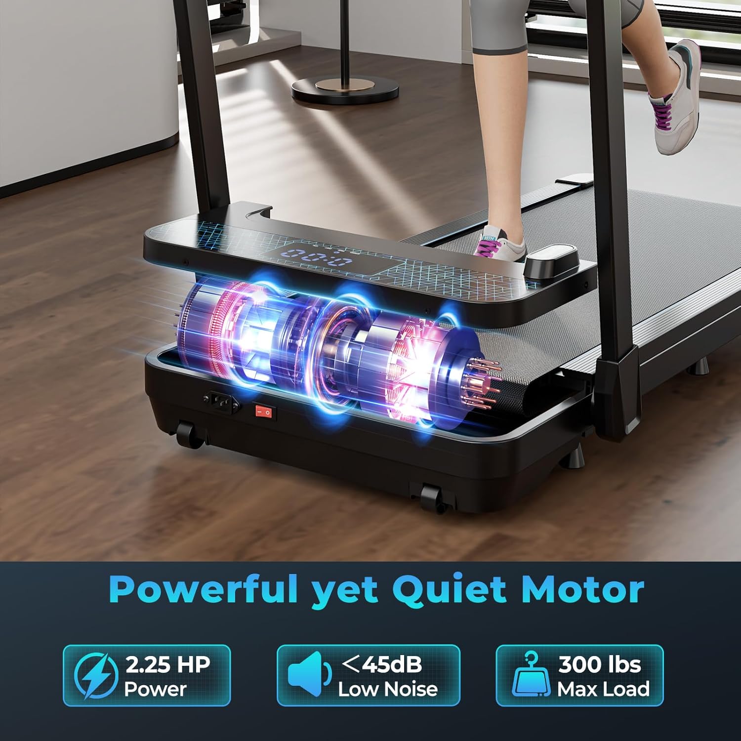 Goplus 2 in 1 Folding Treadmill, 300 LBS Capacity Walking Pad with Handle Bar, Under Desk Treadmill with Remote & APP Control and LED Display, Foldable Portable Treadmills for Home Small, Office - Image 6