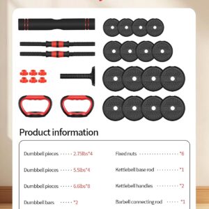 Adjustable Dumbbells,20/30/40/60/80lbs Free Weight Set with Connector, 4 in1 Dumbbells Set Used as Barbell/Kettlebells/Push up Stand, Fitness Workout Equipment for Home Gym for Youth,Women/Men