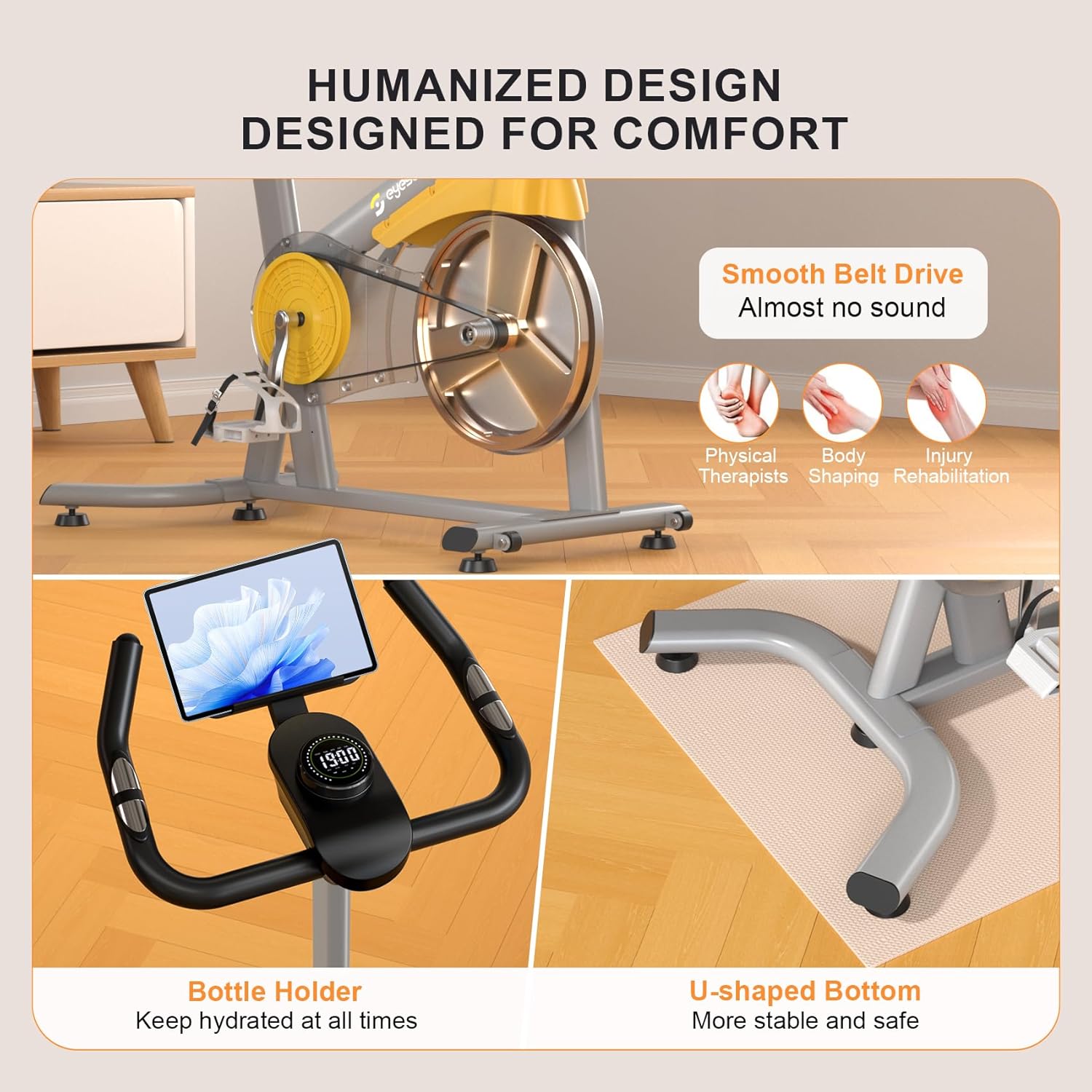 Exercise Bikes for Home,Foldable Bike with Adjustable Friction,Brake Pad Resistance Silent Belt Drive,350lbs/300lbs Weight Capacity &Upgraded Version Seat for Home Cardio&Weight Loss(QM-530W) - Image 7