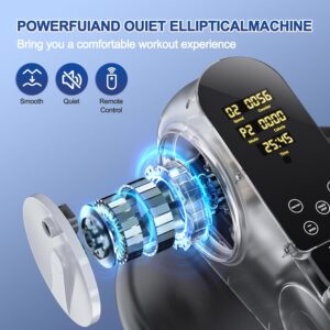 Under Desk Elliptical Machine – Upgraded Model， Ellipse Leg Exerciser for Seniors Fully Assembled, Quiet & Portable，Electric Seated Pedal Exerciser with Remote Control & 12 Adjustable Speeds