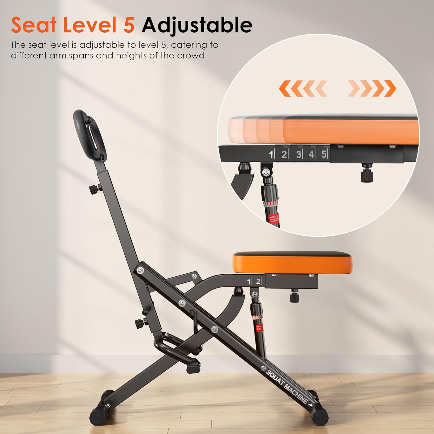 SogesHome Squat Machines Rowing Machine for Home, Foldable & Full Body Exercise Workout Equipment with Adjustable Resistance Bands for Women, Row and Ride Squat Machine for Glutes and Abs, 330 LBS - Image 4
