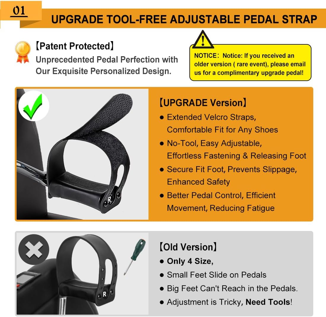 Under Desk Bike Pedal Exerciser, Portable Mini Exercise Bike with LCD Display for Home/Office, Desk Cycle for Leg/Arm with Handle, Leg Exerciser While Sitting for Seniors - Image 2