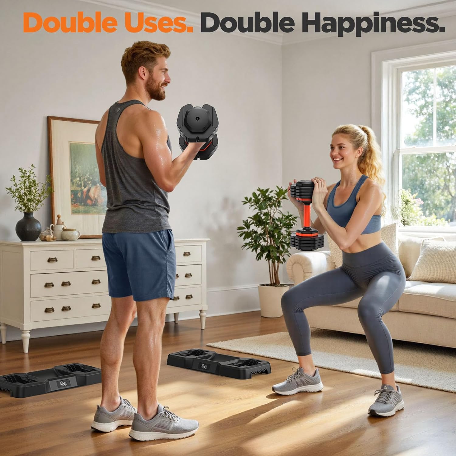 2025 Updated Adjustable Dumbbell Set of 2, 110lbs/50lbs Weights Dumbbell Set with Storage Box, 25lbs/55lbs Adjustable Weights with Anti-slip Silicone Grip, Weight Set For Home Gym Suit both Men and Women - Image 7