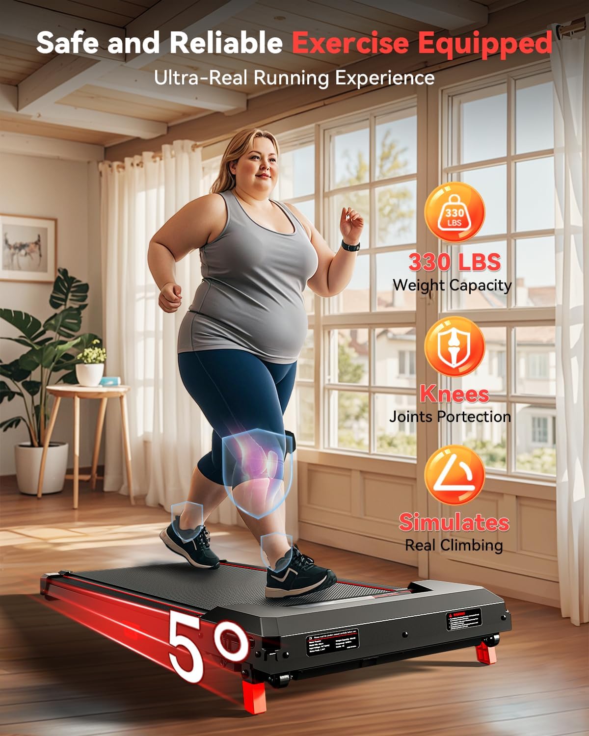Walking Pad with Incline,XBD Under Desk Treadmill for Home Small Office,2.5HP Low Noise Portable Treadmill with 330 Lbs Capacity,Remote Control and LED Display - Image 2