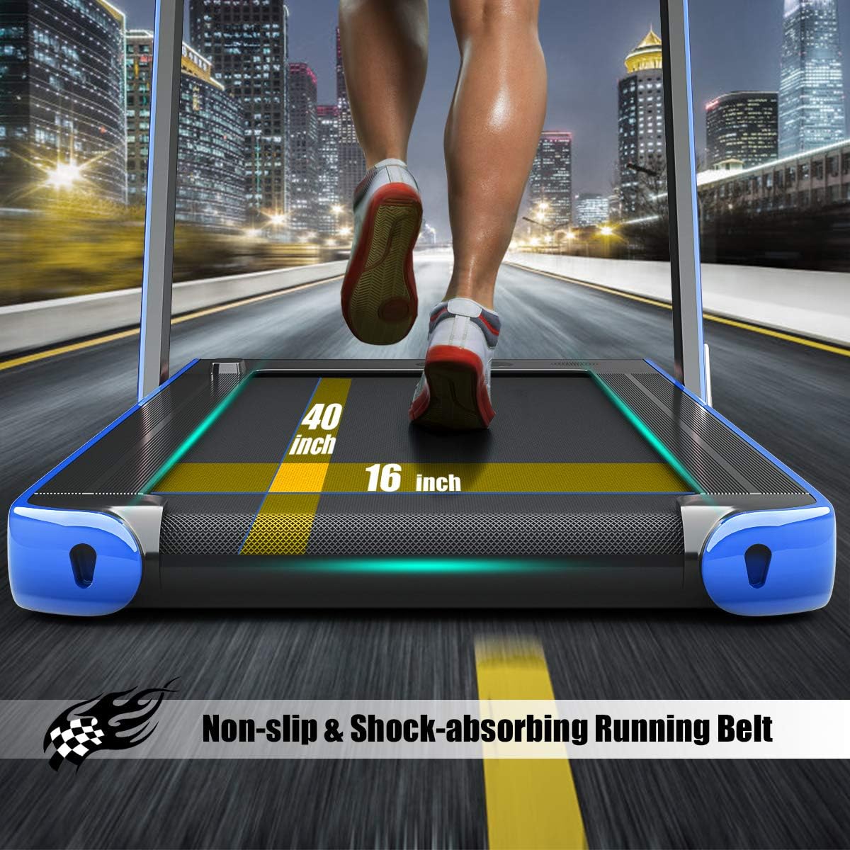 Goplus 2 in 1 Folding Treadmill with Dual Display, 2.25HP Superfit Under Desk Electric Pad Treadmill, Installation-Free, Blue Tooth Speaker, APP Control, Remote Control, Walking Jogging for Home - Image 6