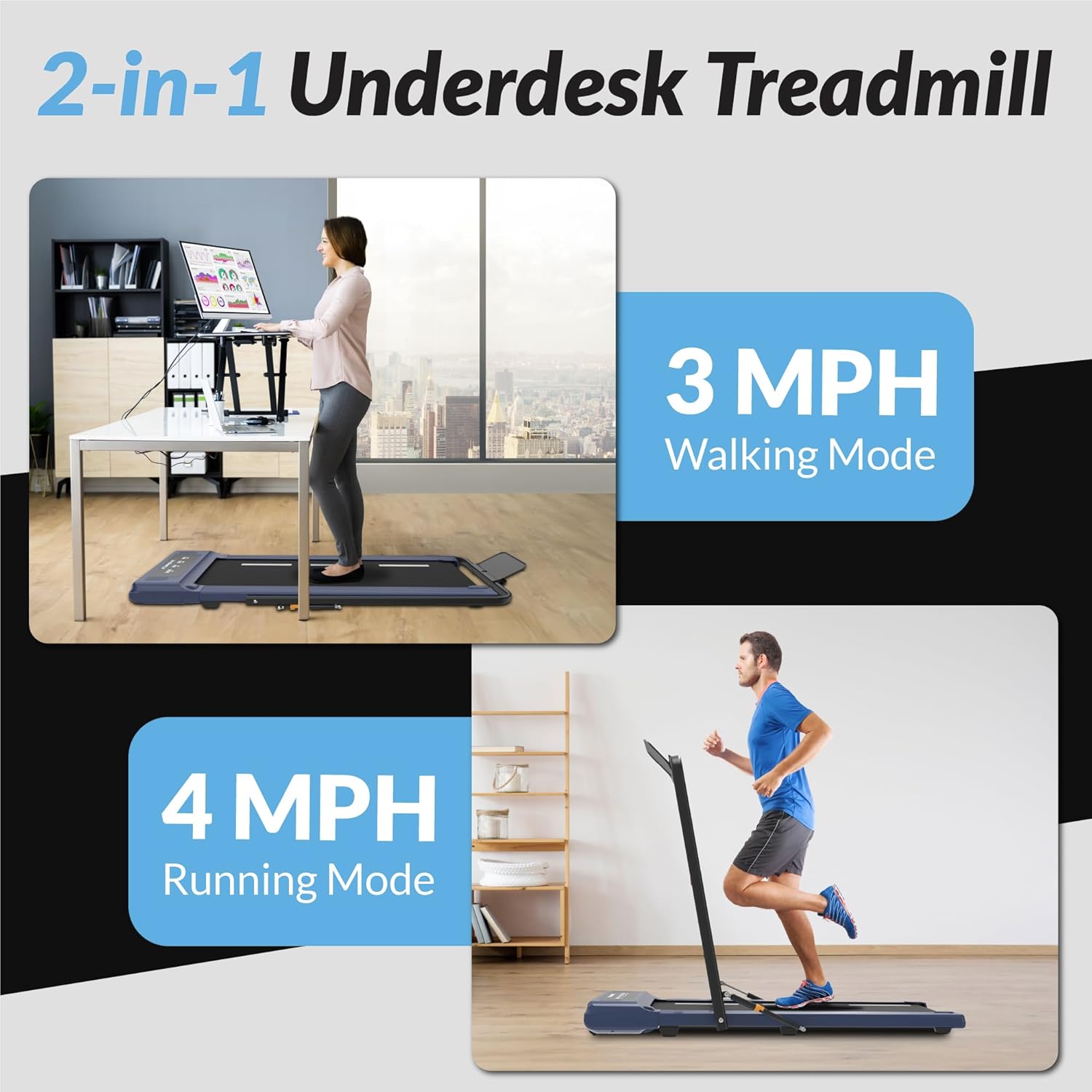 Exerpeutic 400 Lb. Capacity Heavy-Duty Walking/Jogging Exercise Treadmill - Home Gym Workout Equipment - Foldable Under Desk Design - Image 3