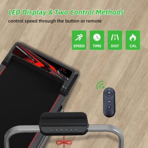 NAYSAYE Folding Walking Pad with Incline and Handle Bar, Walking Pad Treadmill, Jogging Pad with LED Display Remote Control, Portable Under Desk Treadmill for Home Office