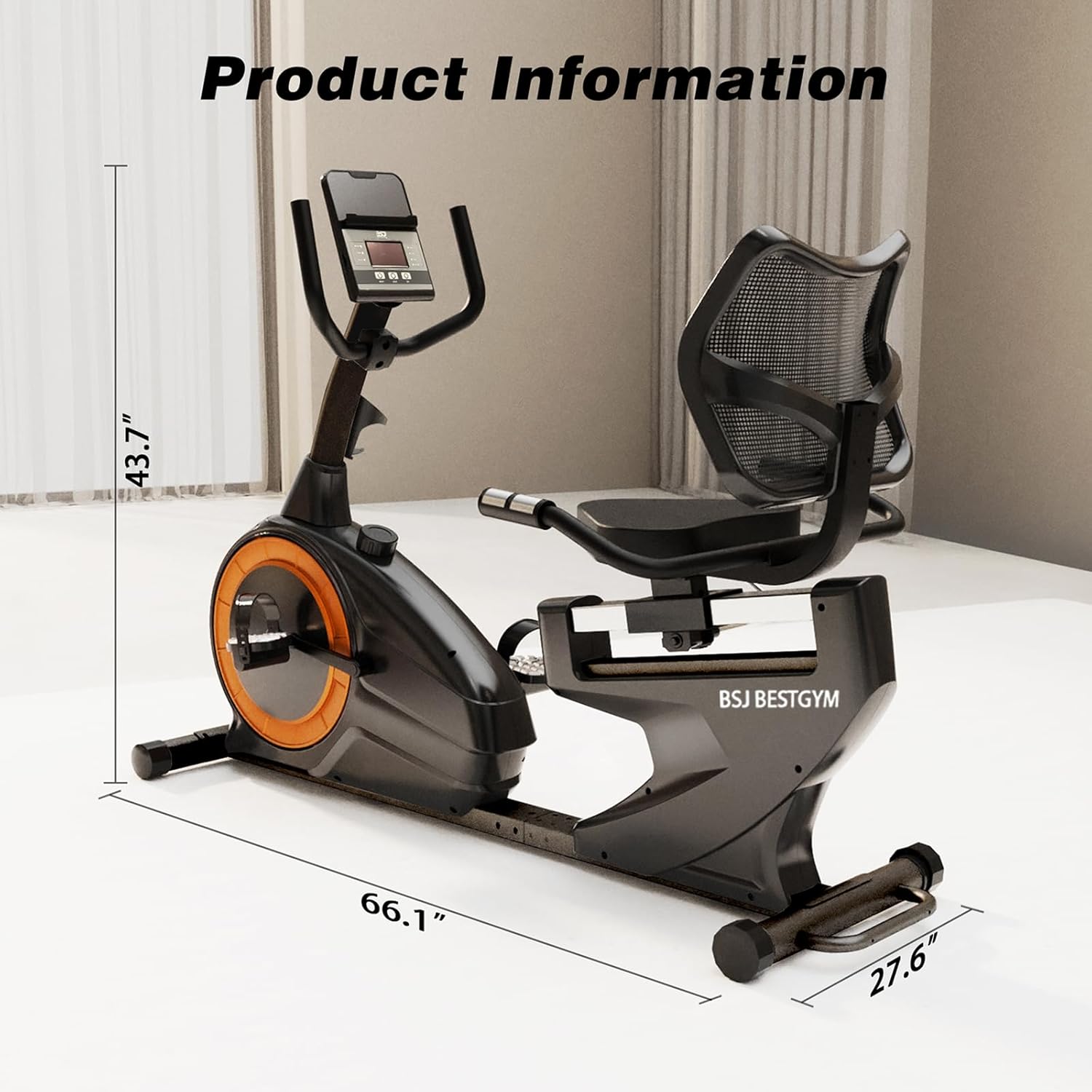 Recumbent Exercise Bike, Recumbent Stationary Bike for Home, Recumbent Bike 350LBS Weight Capacity, Magnetic Recumbent Bike with Smart APP, LCD Monitor, Heart Rate Handle - Image 9